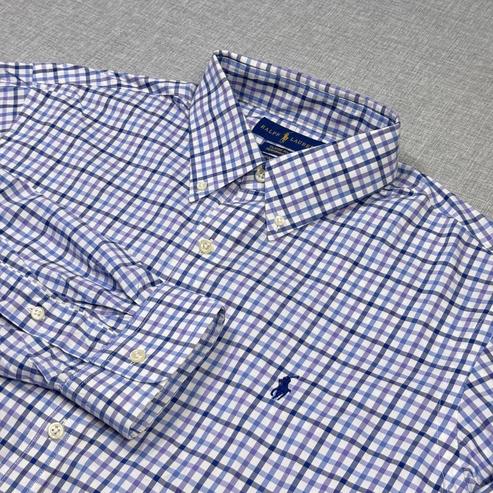 Ralph Lauren Performance Button-Down Shirt‎ Mens XL Multicolor Check Long Sleeve